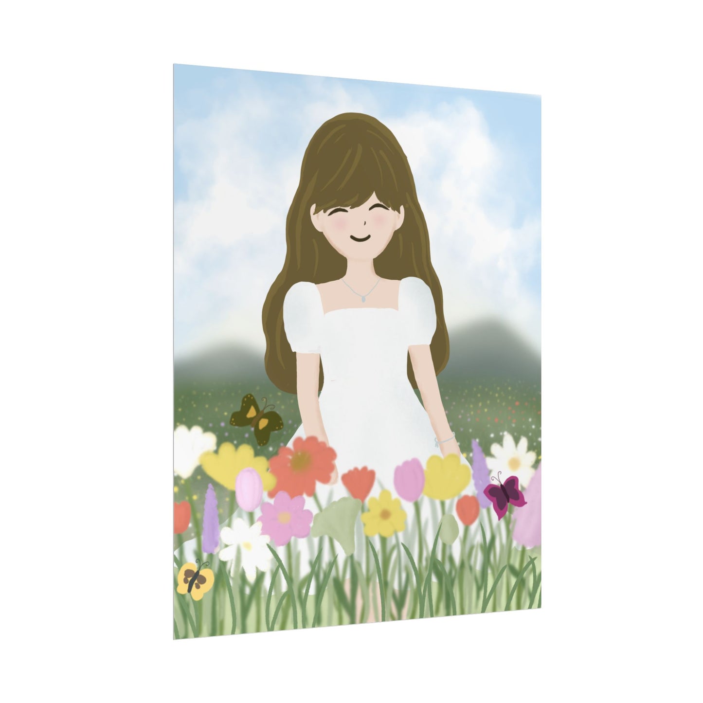 Whimsical Floral Girl Rolled Poster - Perfect for Home Decor & Gift