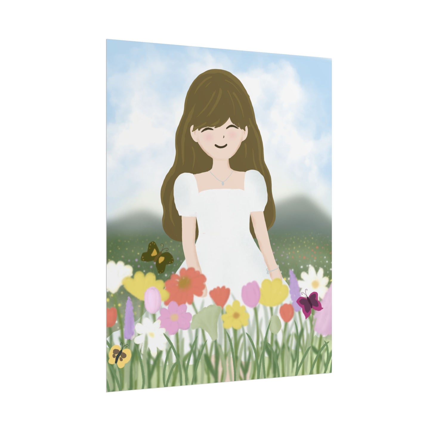 Whimsical Floral Girl Rolled Poster - Perfect for Home Decor & Gift