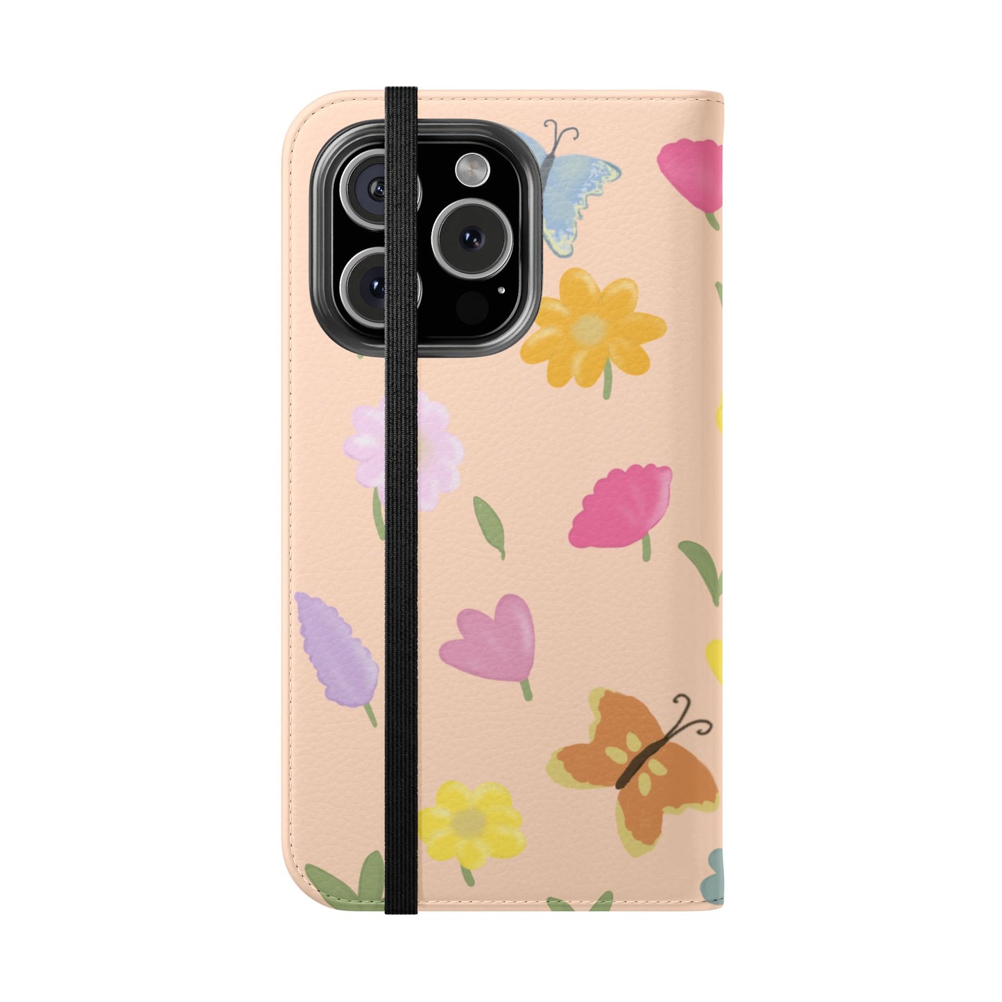 Floral Butterfly Flip Case - Vibrant Phone Wallet Cover for Nature Lovers