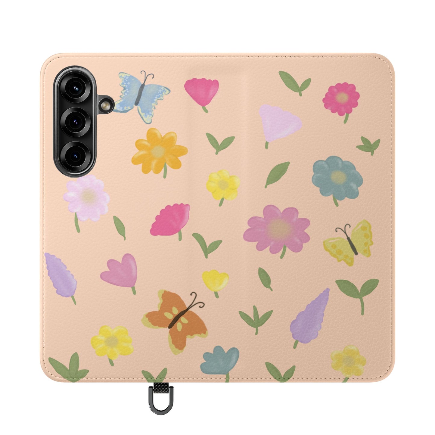 Floral Butterfly Flip Case - Vibrant Phone Wallet Cover for Nature Lovers