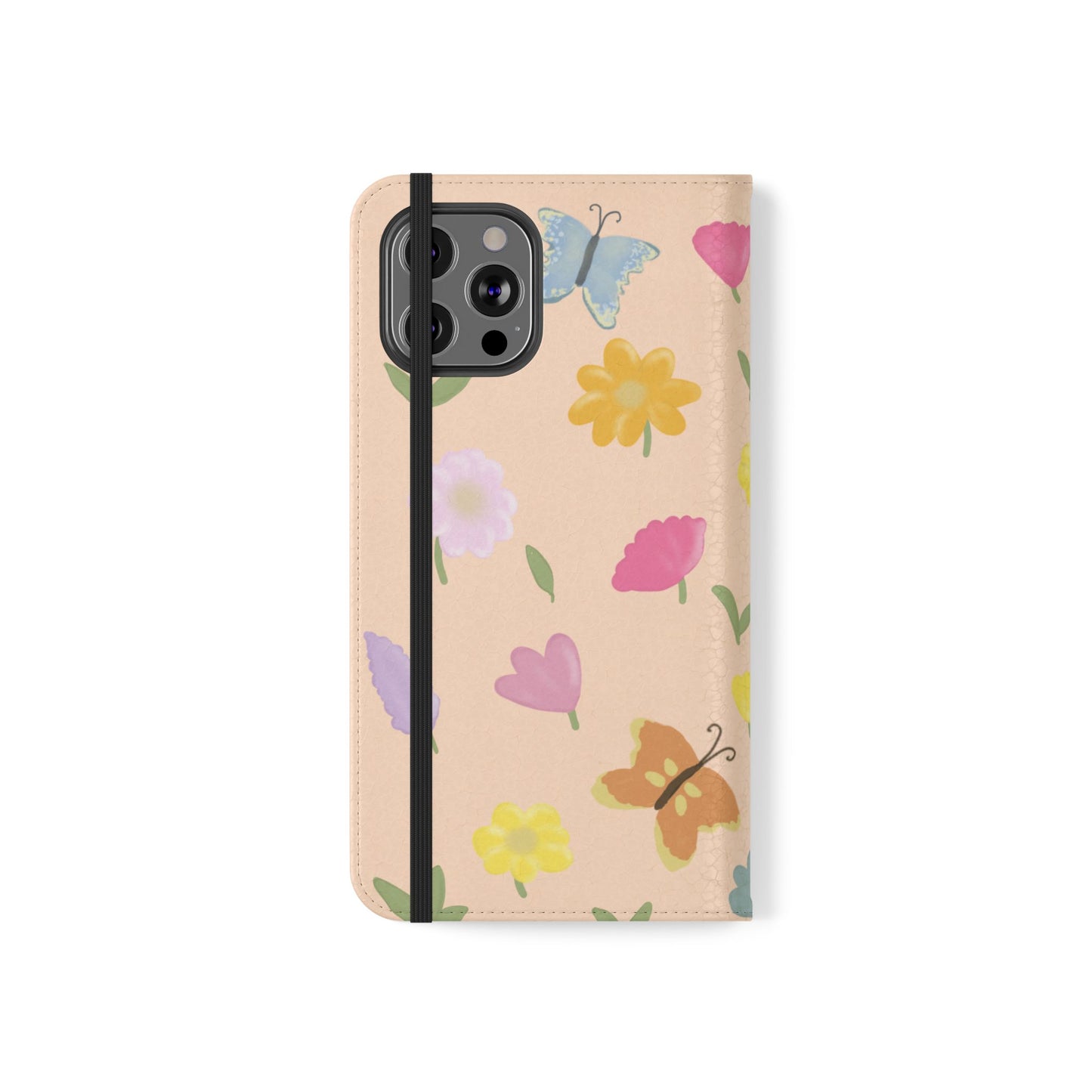 Floral Butterfly Flip Case - Vibrant Phone Wallet Cover for Nature Lovers