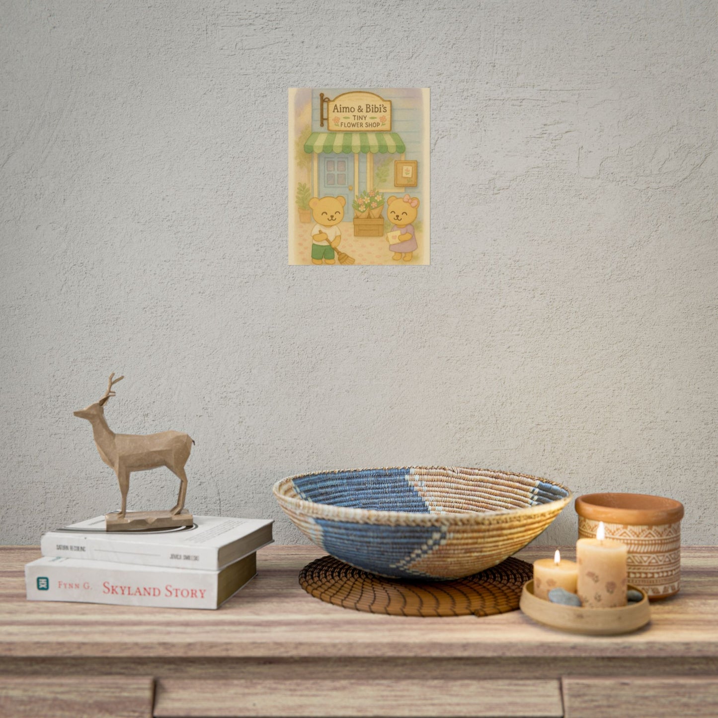 Tiny Flower Shop Poster – Whimsical Bear Wall Art for Kids & Home