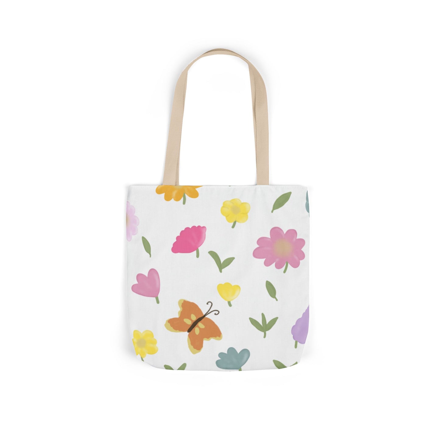 Floral Canvas Tote Bag with 3-Color Straps - Eco-Friendly & Stylish Carryall