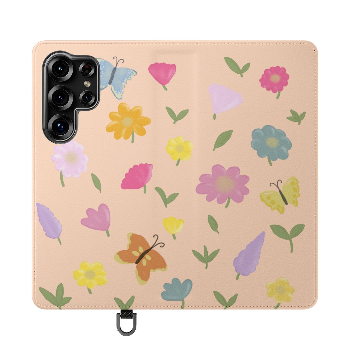 Floral Butterfly Flip Case - Vibrant Phone Wallet Cover for Nature Lovers