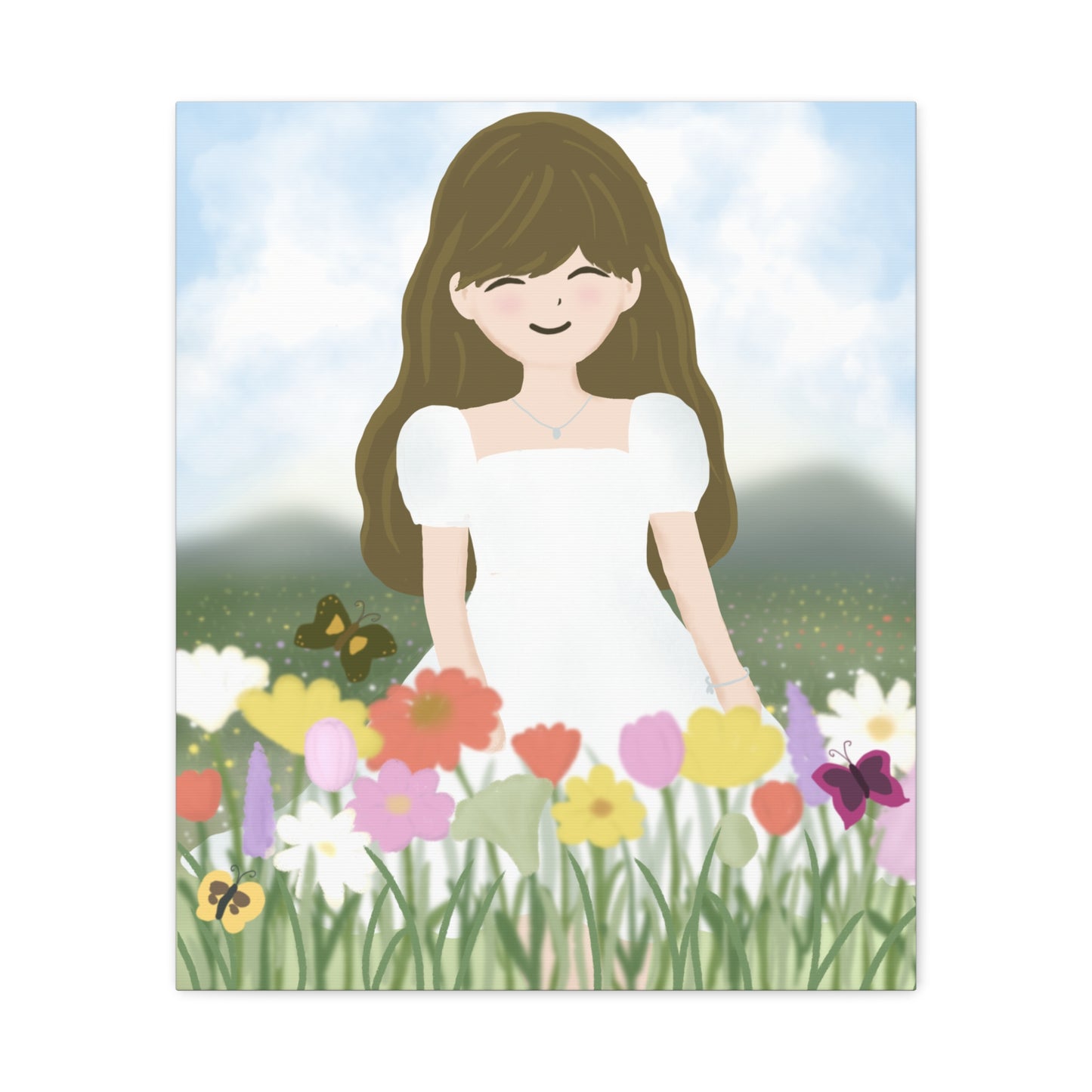 Whimsical Flower Girl Canvas Art - Bright Floral Decor