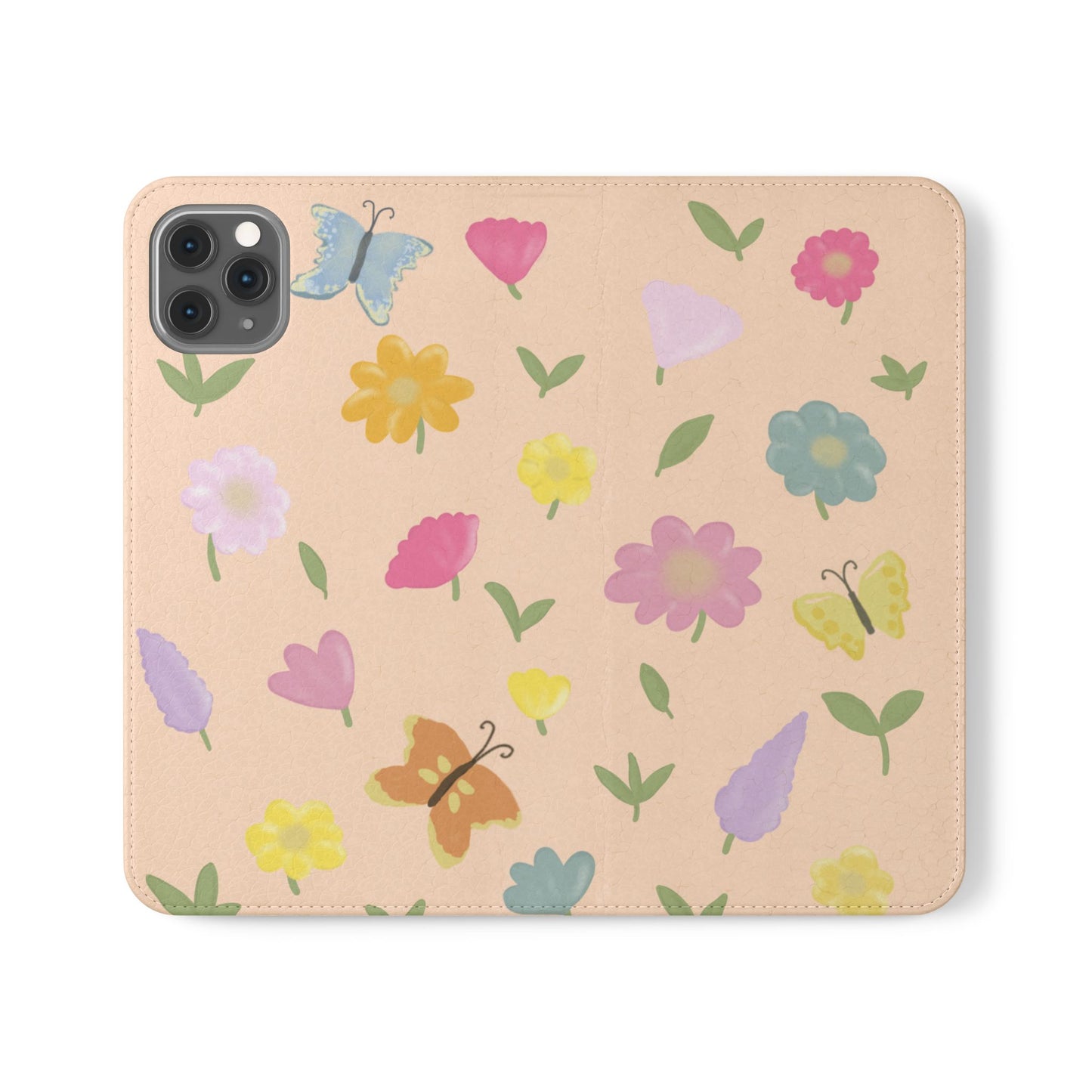 Floral Butterfly Flip Case - Vibrant Phone Wallet Cover for Nature Lovers
