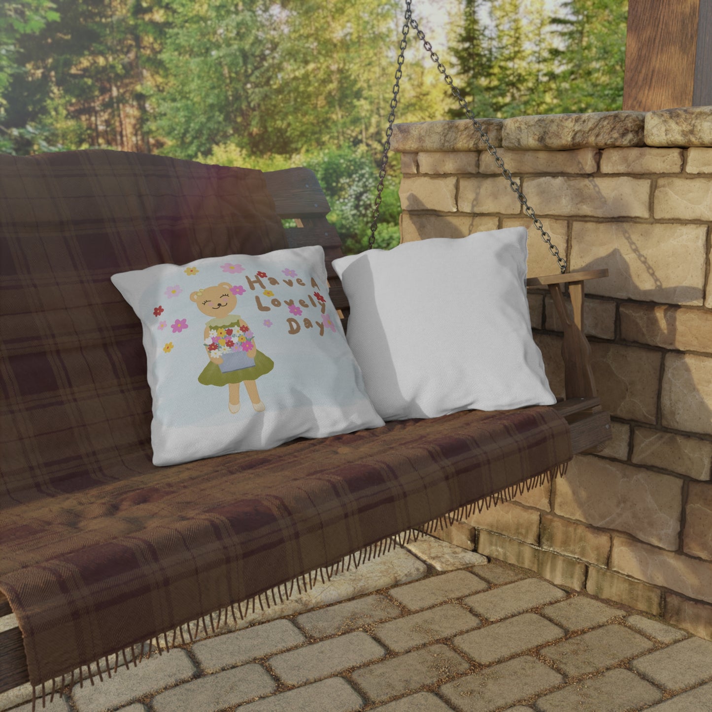 Whimsical Outdoor Pillows - 'Have A Lovely Day' Floral Decor