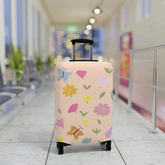 Colorful Floral Luggage Cover | Butterfly & Flower Travel Protector