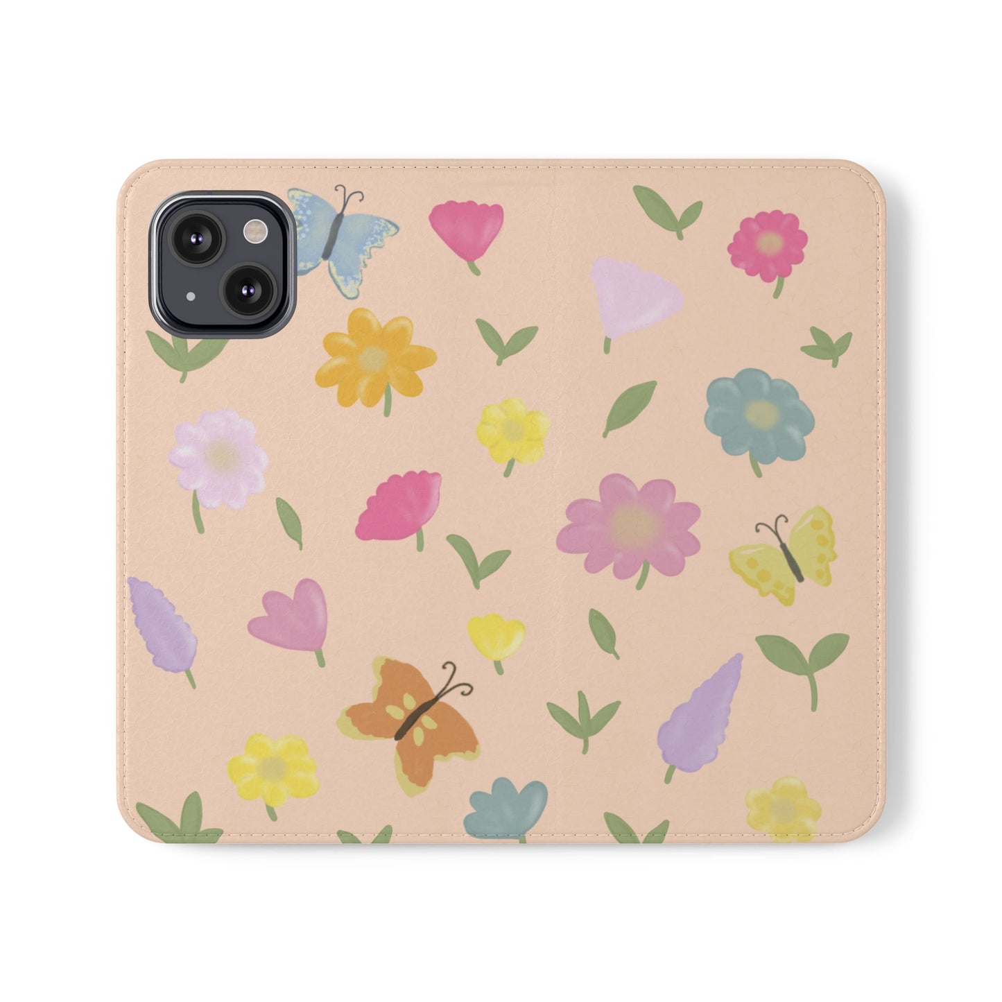 Floral Butterfly Flip Case - Vibrant Phone Wallet Cover for Nature Lovers