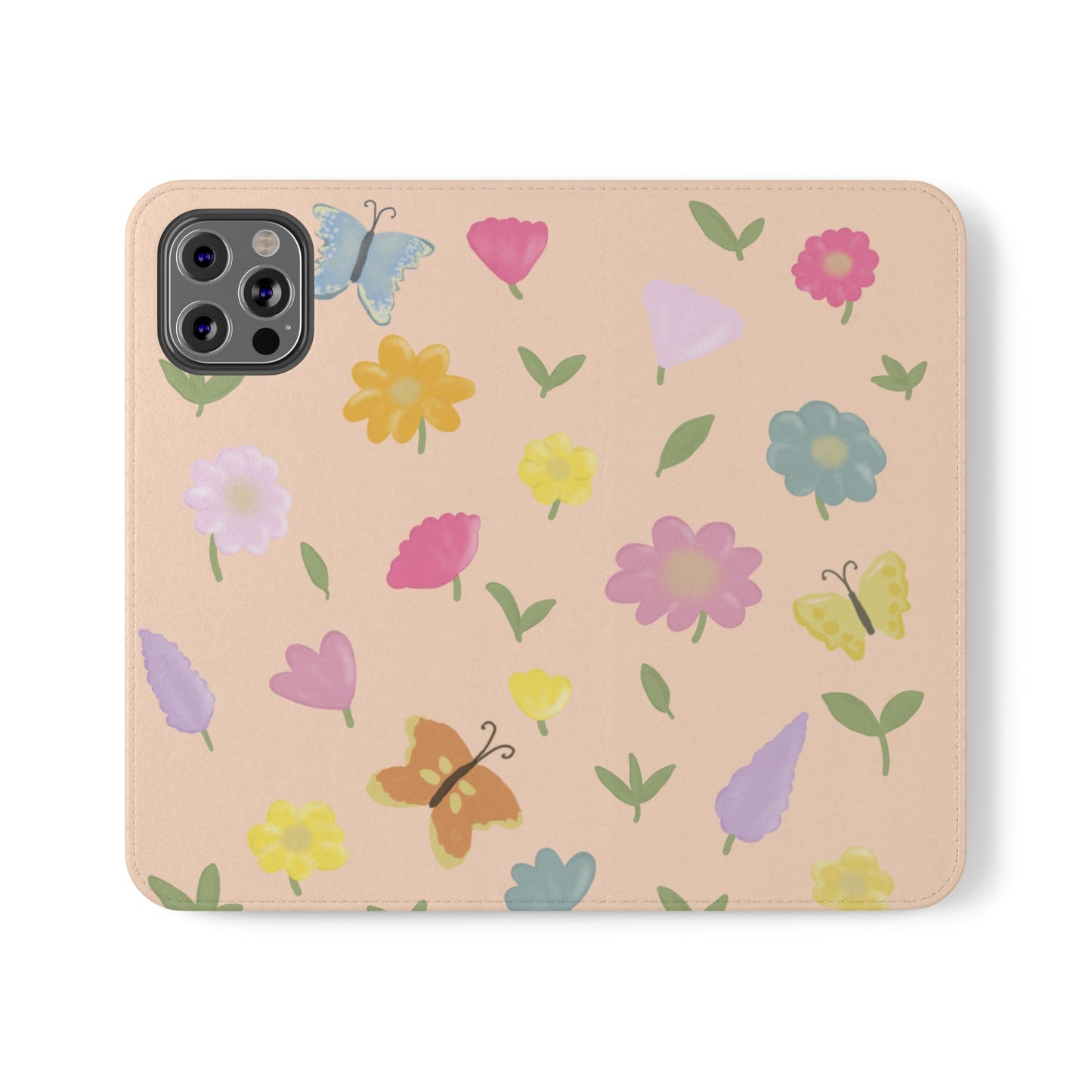 Floral Butterfly Flip Case - Vibrant Phone Wallet Cover for Nature Lovers