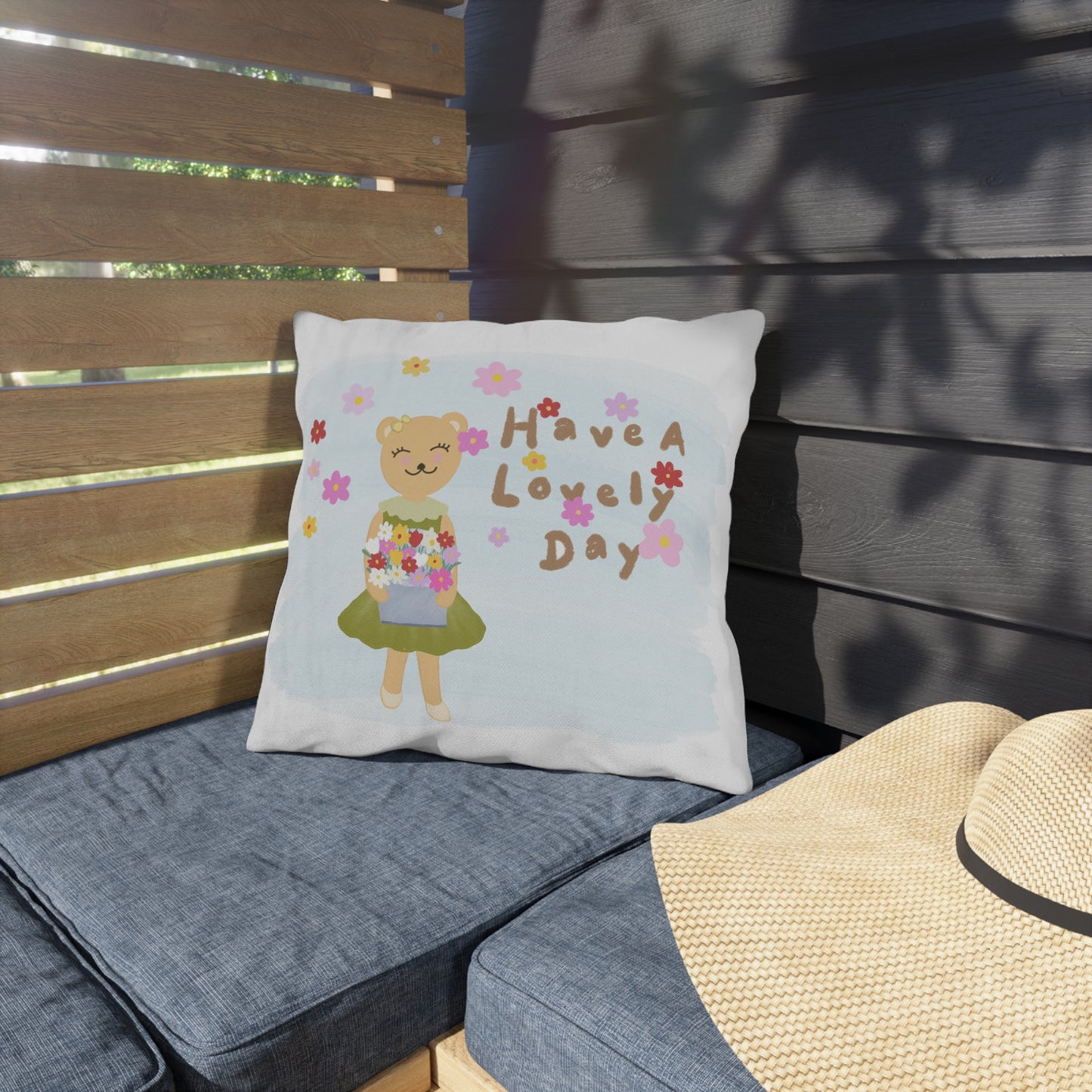 Whimsical Outdoor Pillows - 'Have A Lovely Day' Floral Decor