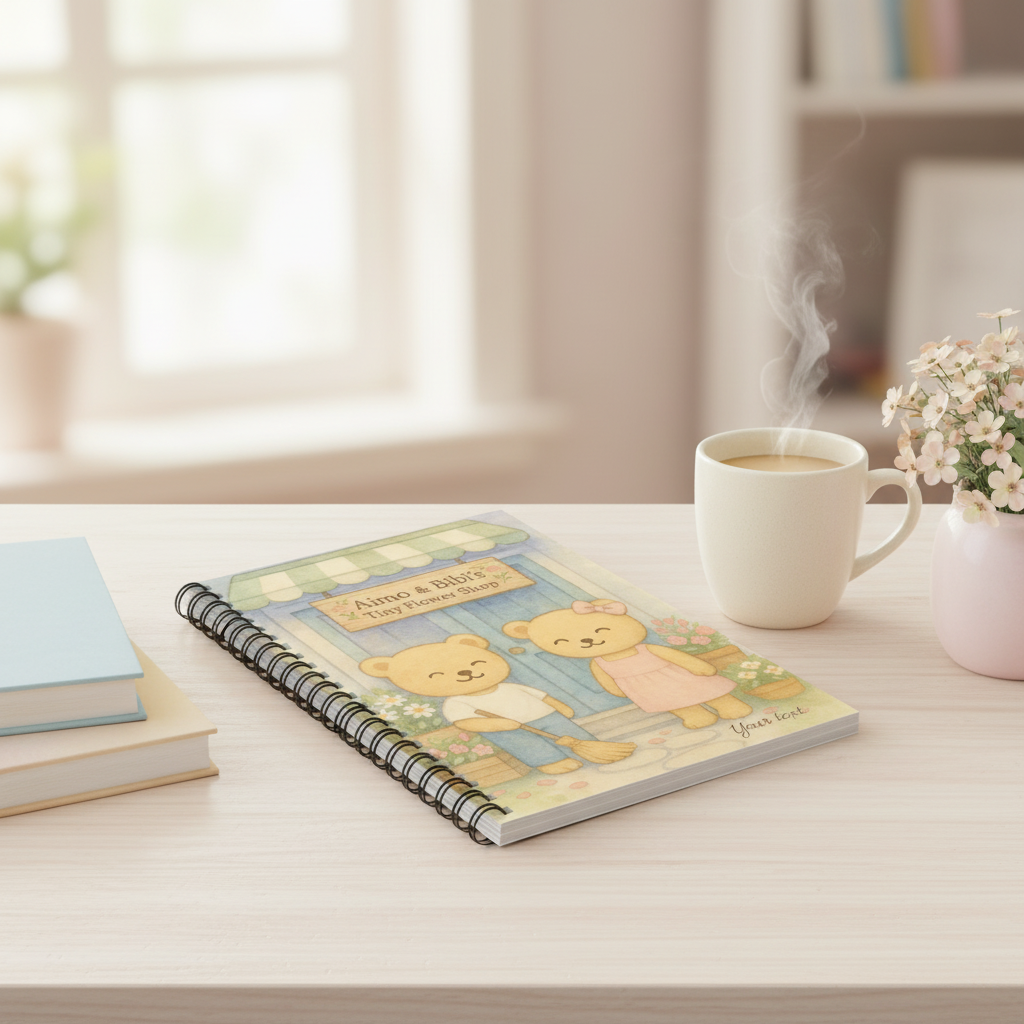 Tiny Flower Shop Notebook – Cute Bear Journal & Floral Stationery