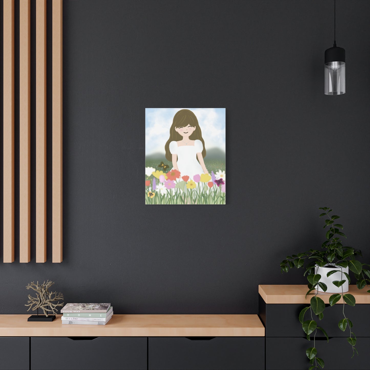 Whimsical Flower Girl Canvas Art - Bright Floral Decor