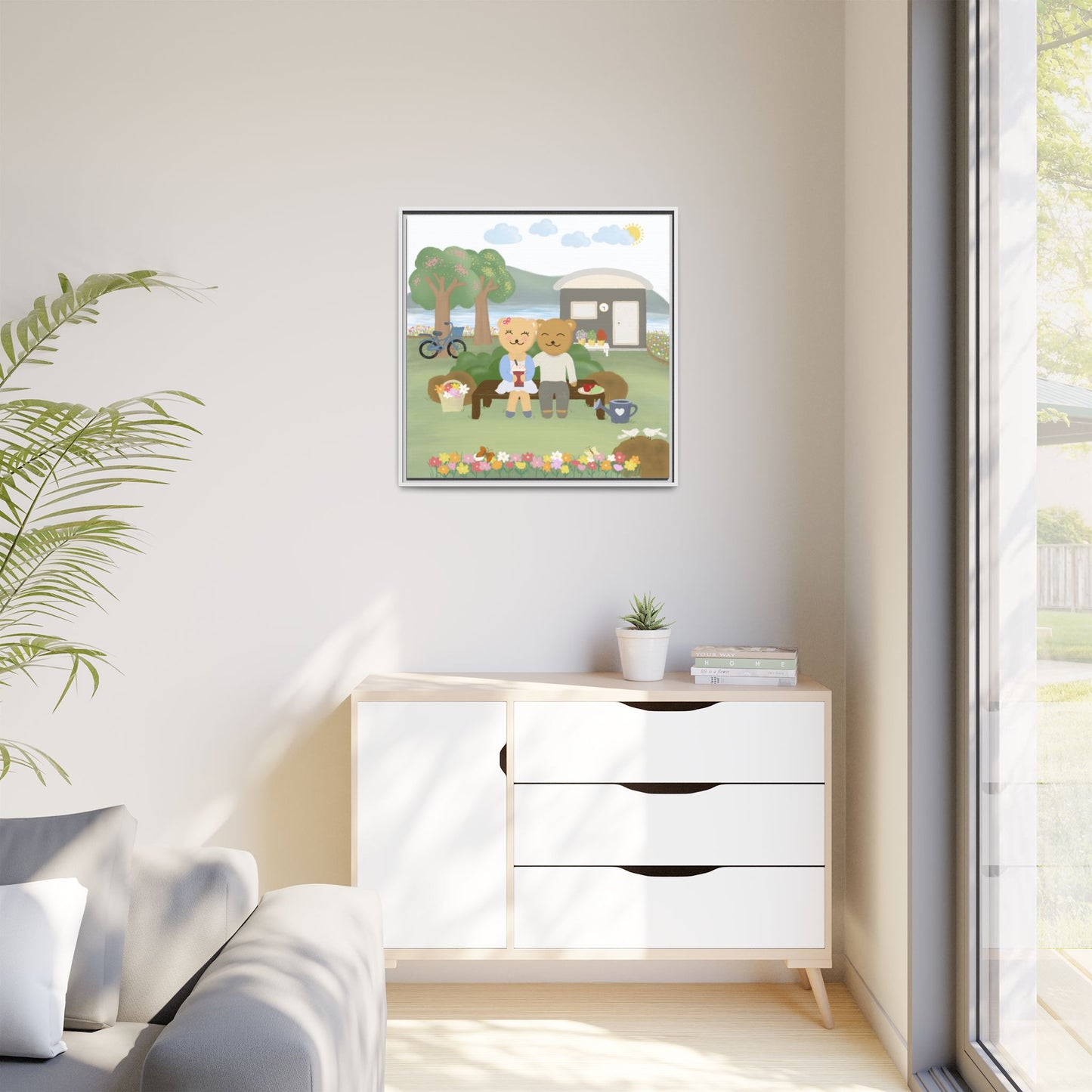 Whimsical Bear Love Framed Canvas Wall Art