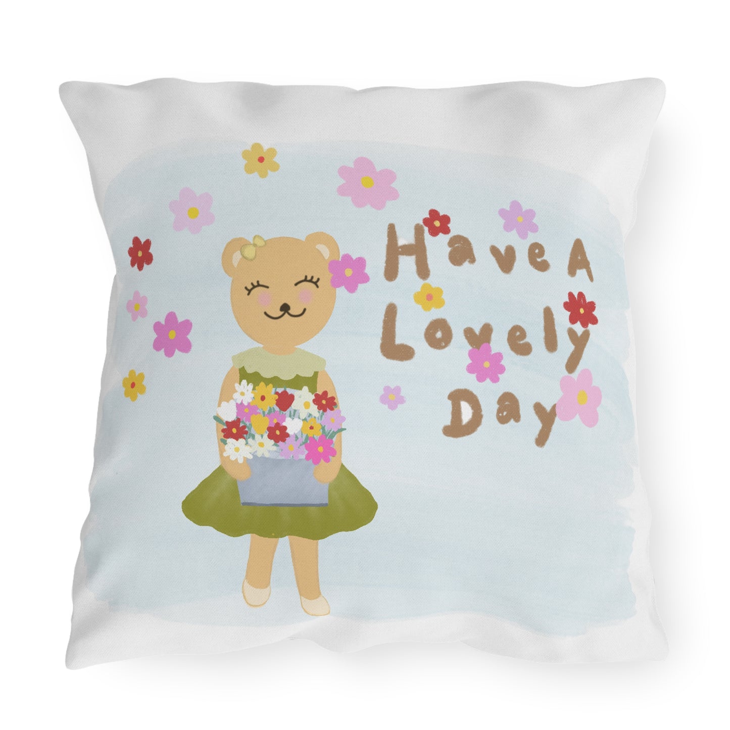 Whimsical Outdoor Pillows - 'Have A Lovely Day' Floral Decor