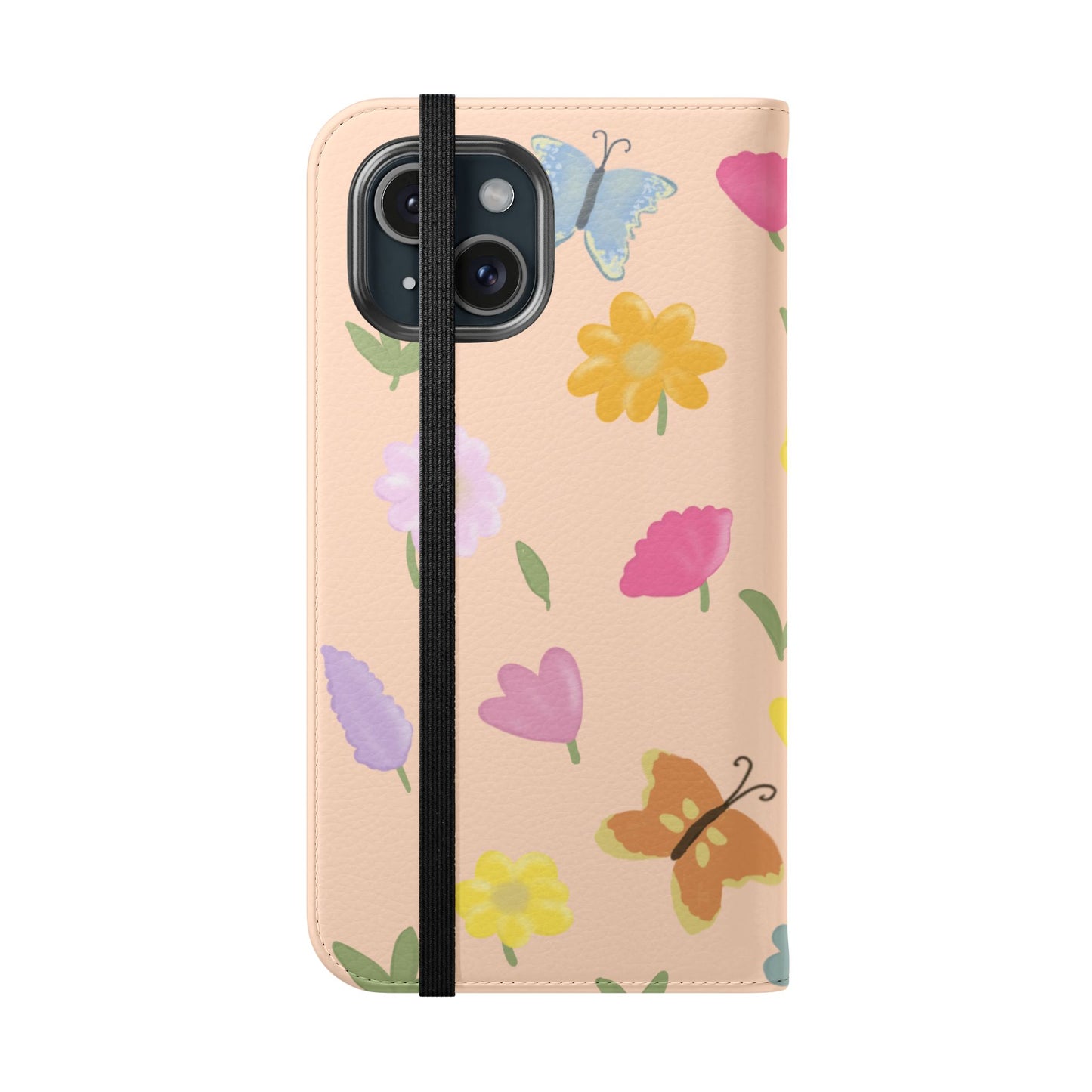 Floral Butterfly Flip Case - Vibrant Phone Wallet Cover for Nature Lovers