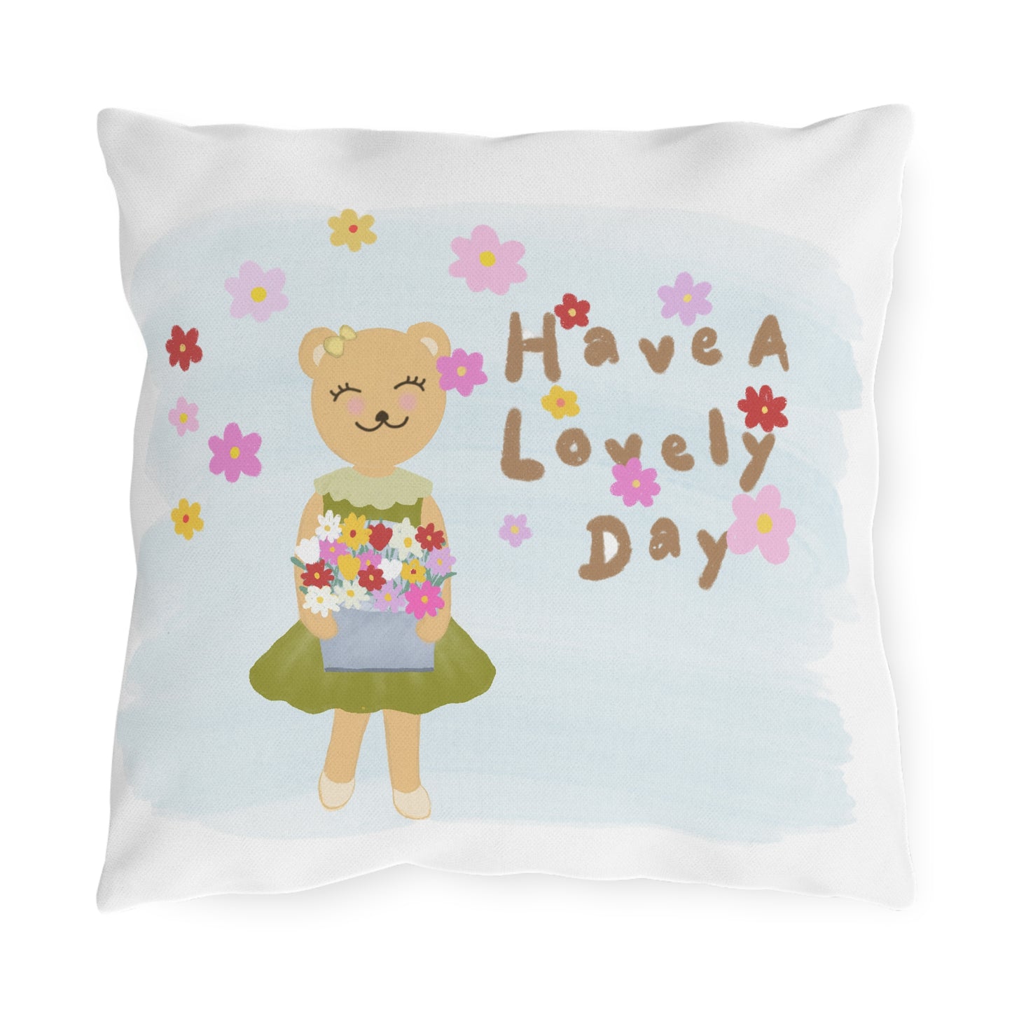 Whimsical Outdoor Pillows - 'Have A Lovely Day' Floral Decor