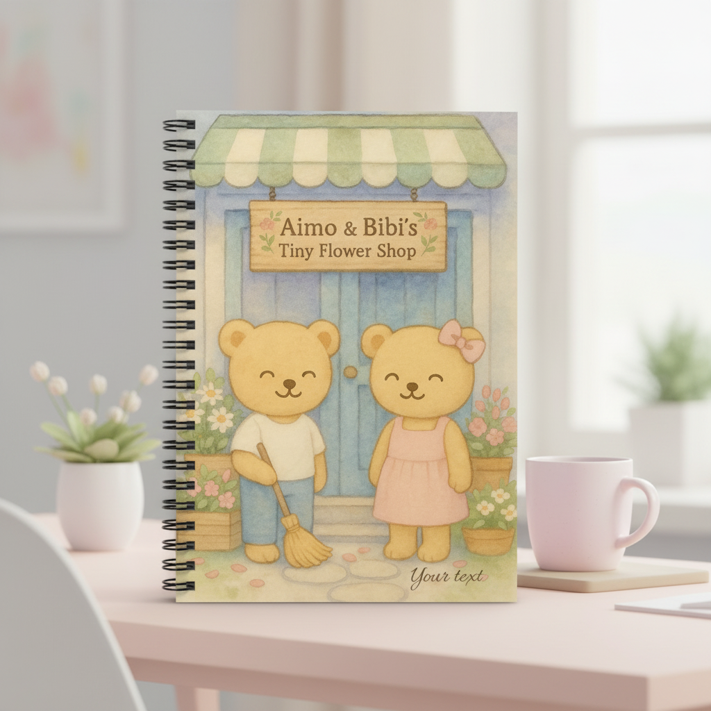 Tiny Flower Shop Notebook – Cute Bear Journal & Floral Stationery