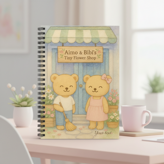 Tiny Flower Shop Notebook – Cute Bear Journal & Floral Stationery