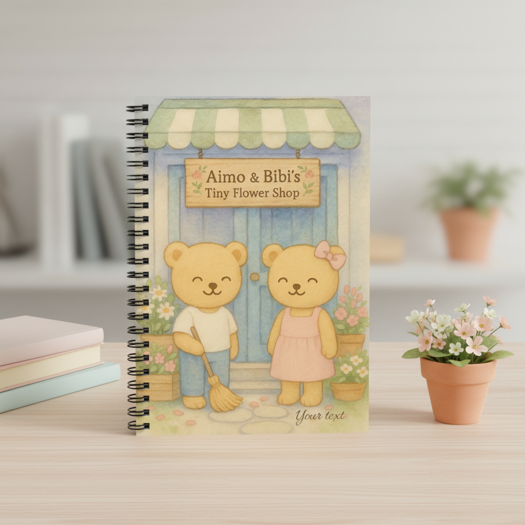 Tiny Flower Shop Notebook – Cute Bear Journal & Floral Stationery