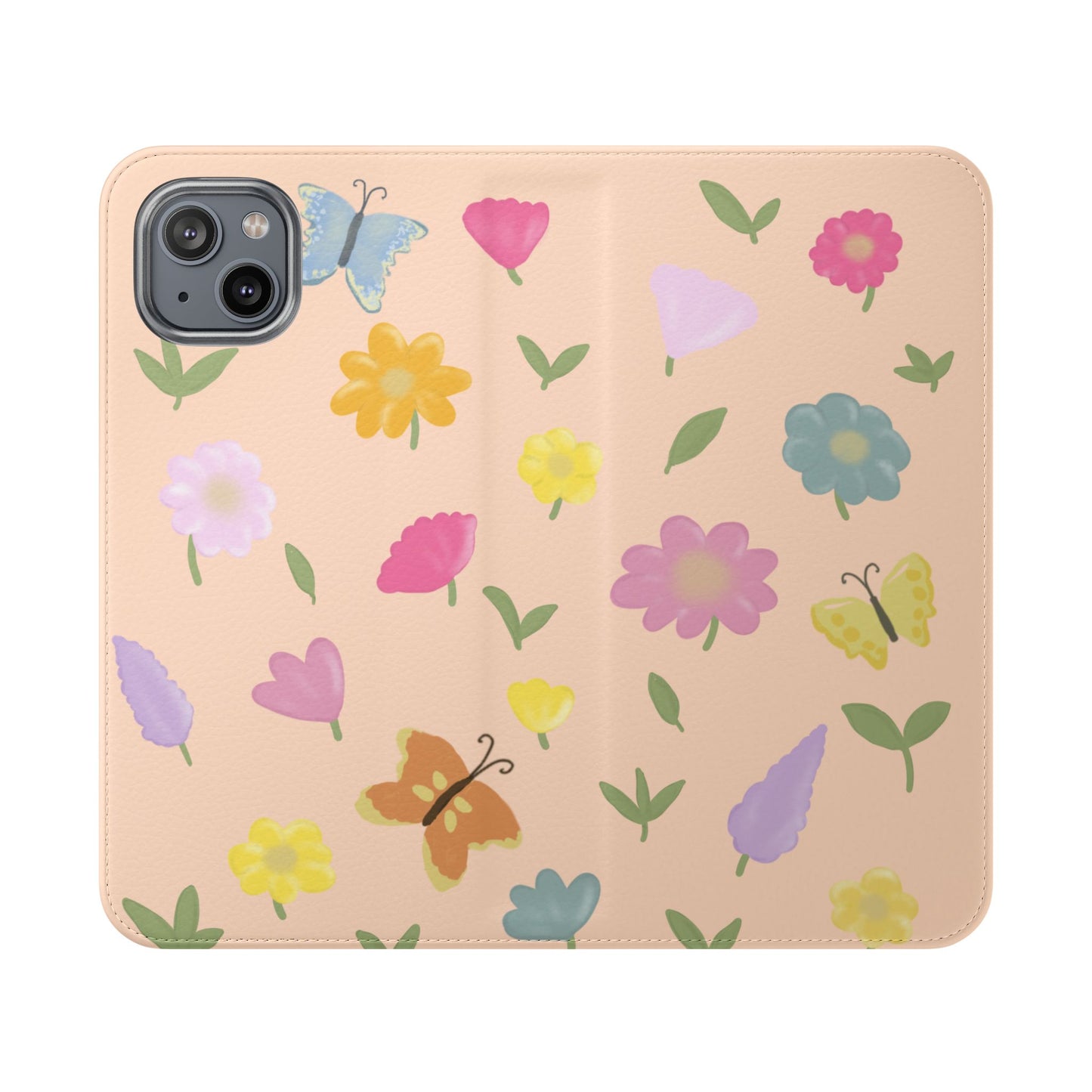 Floral Butterfly Flip Case - Vibrant Phone Wallet Cover for Nature Lovers