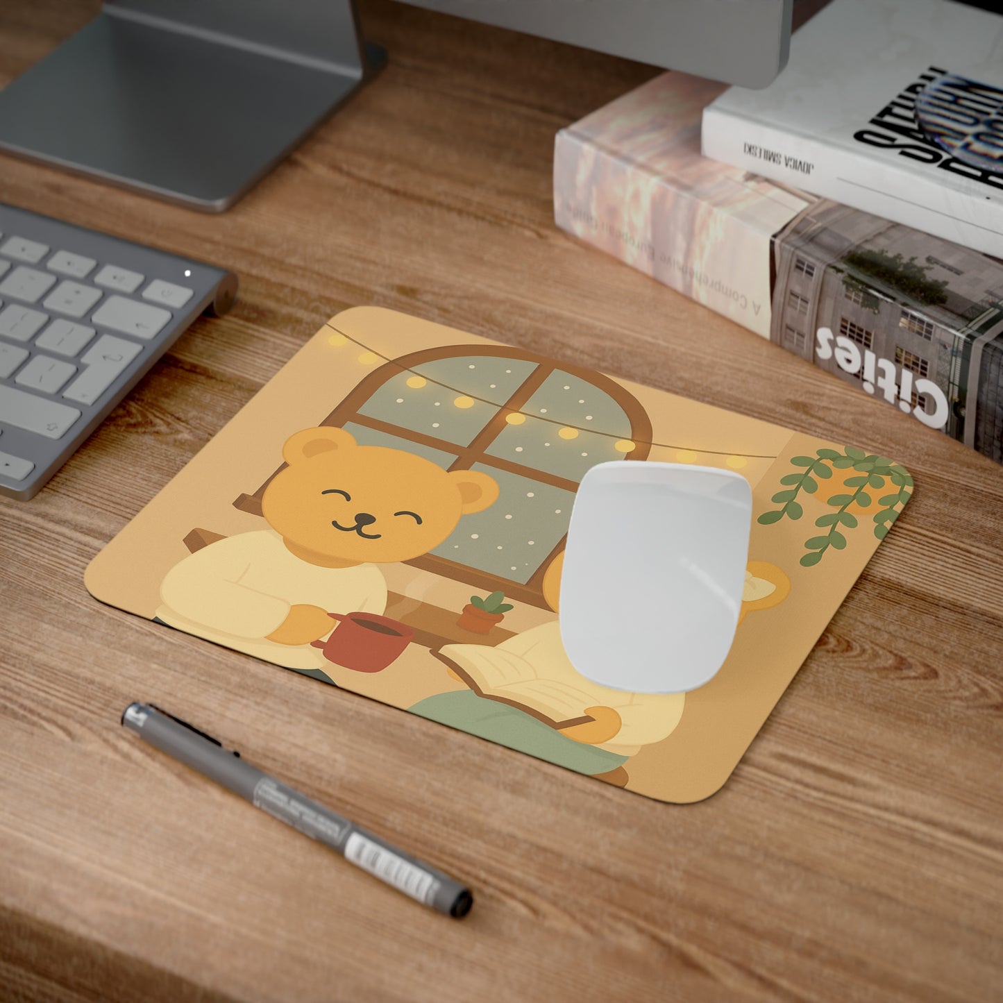 Cozy Bear Mouse Pad – Cute Desk Mat for Home Office & Work Setup