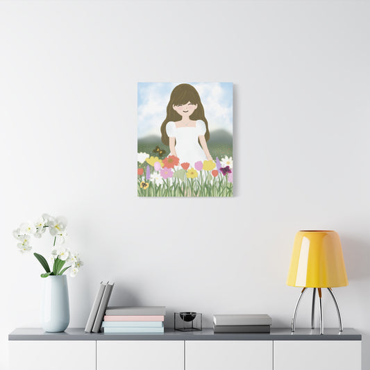 Whimsical Flower Girl Canvas Art - Bright Floral Decor