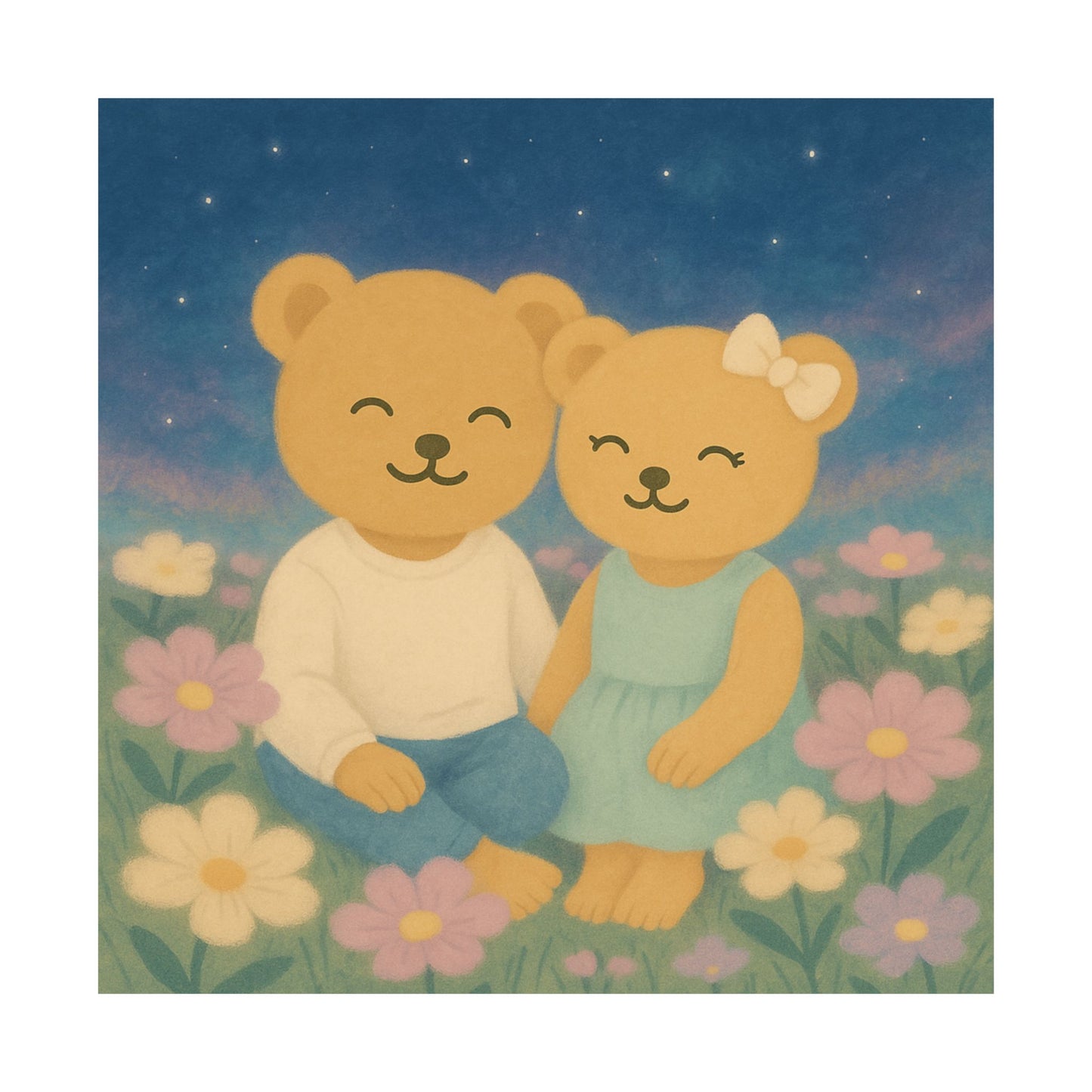 Whispers of a Dream Poster | Cozy Bear Couple Wall Art Print