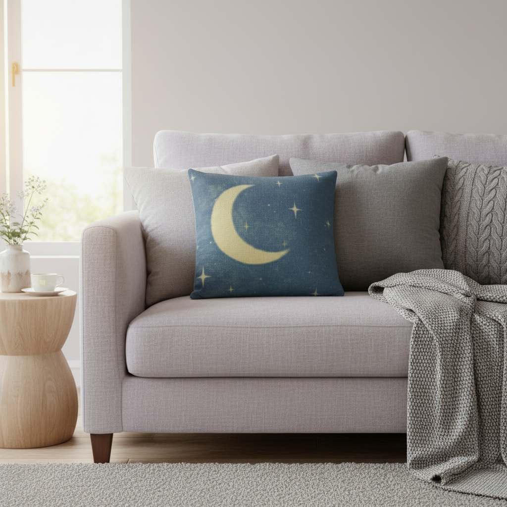 Whispers of a Dream Pillow Cover | Crescent Moon Cozy Cushion