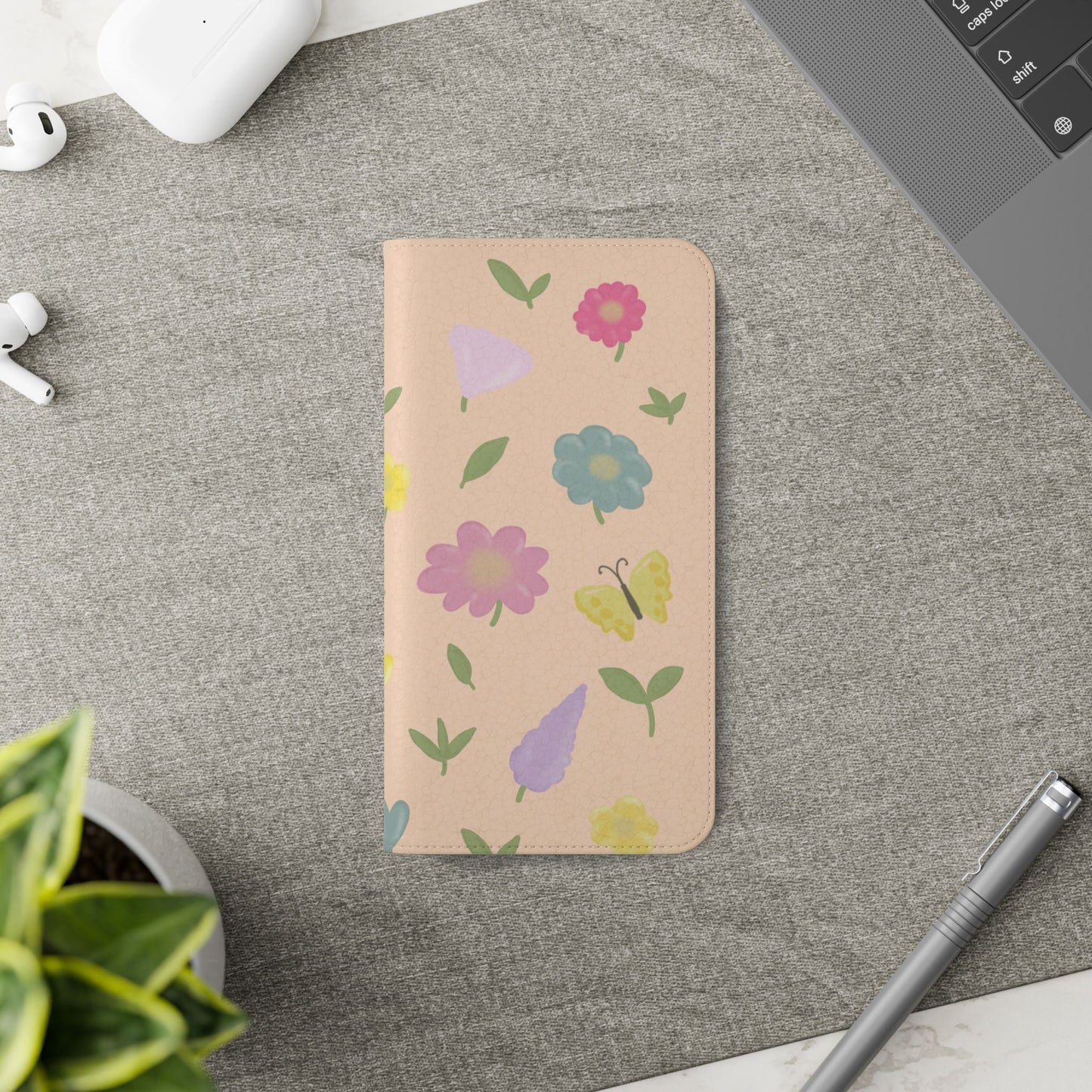 Floral Butterfly Flip Case - Vibrant Phone Wallet Cover for Nature Lovers
