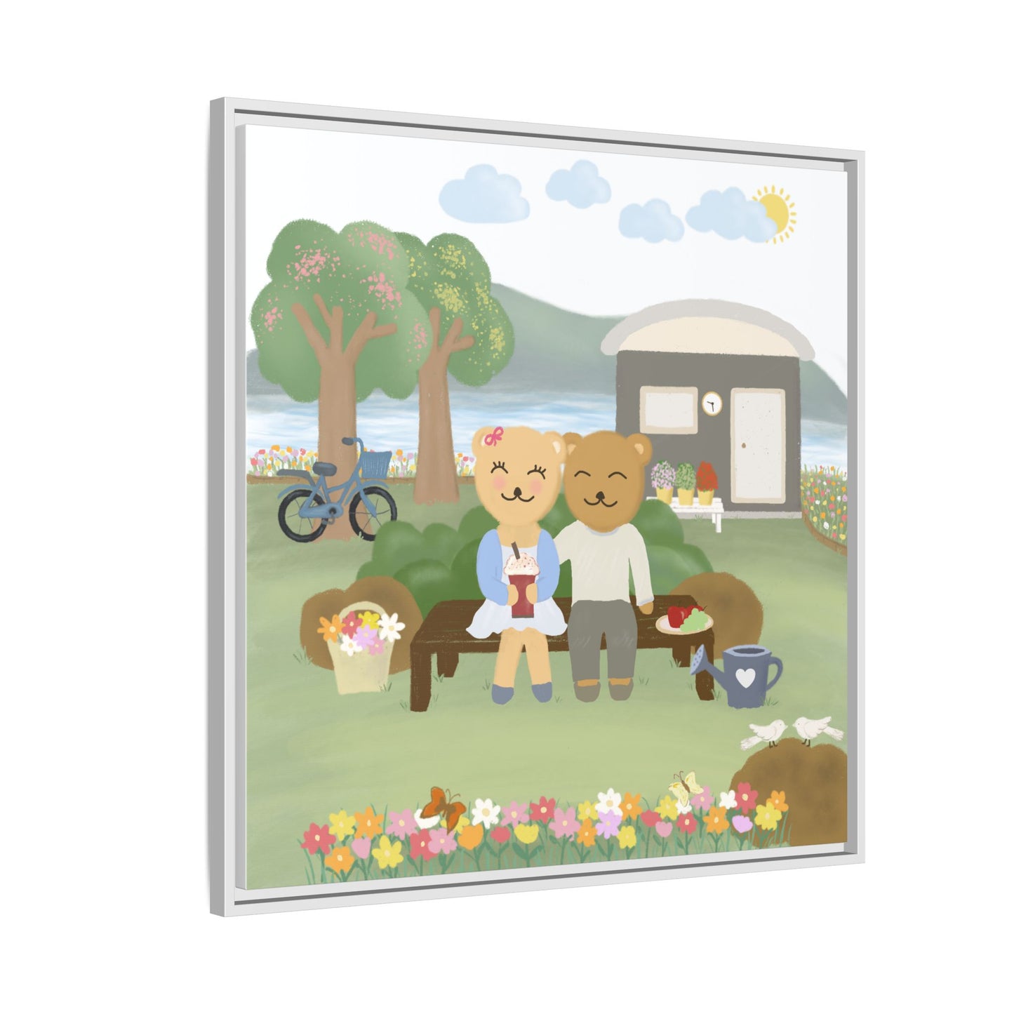 Whimsical Bear Love Framed Canvas Wall Art