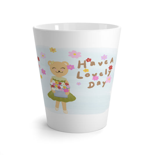Cute Floral Bear Latte Mug - "Have A Lovely Day" - Perfect Gift for Friends and Family