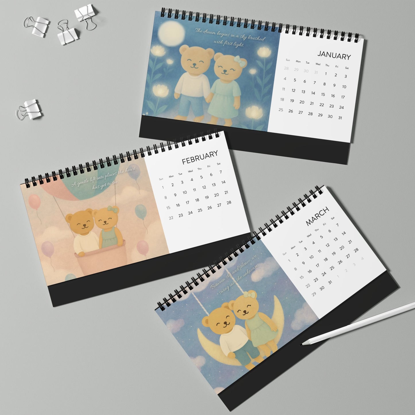 Whispers of a Dream 2026 Desk Calendar | Aimerish Inspirational Gift