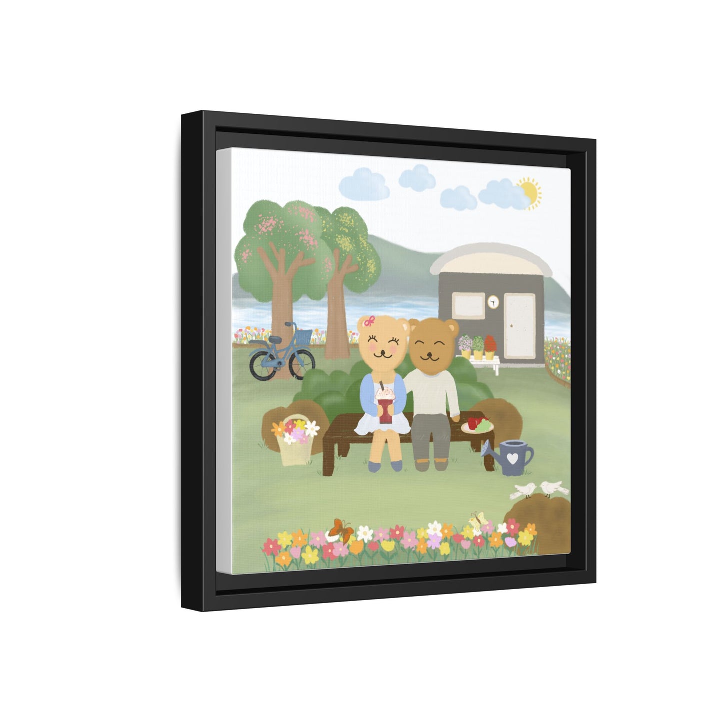 Whimsical Bear Love Framed Canvas Wall Art