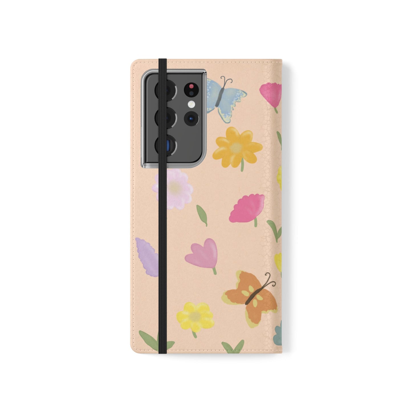 Floral Butterfly Flip Case - Vibrant Phone Wallet Cover for Nature Lovers