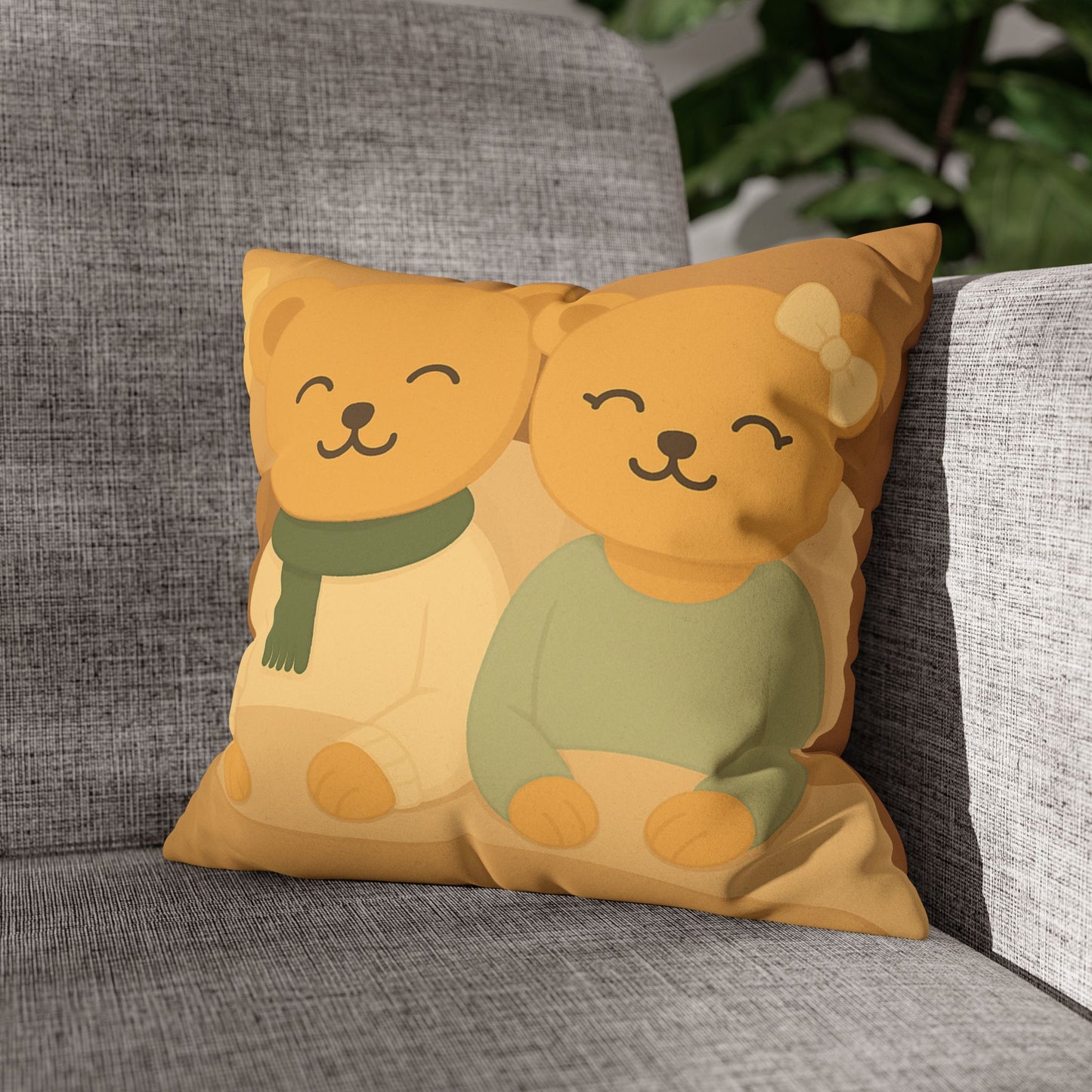 Cozy Bear Pillow Cover with Quote – Soft Cushion for Cozy Home Decor