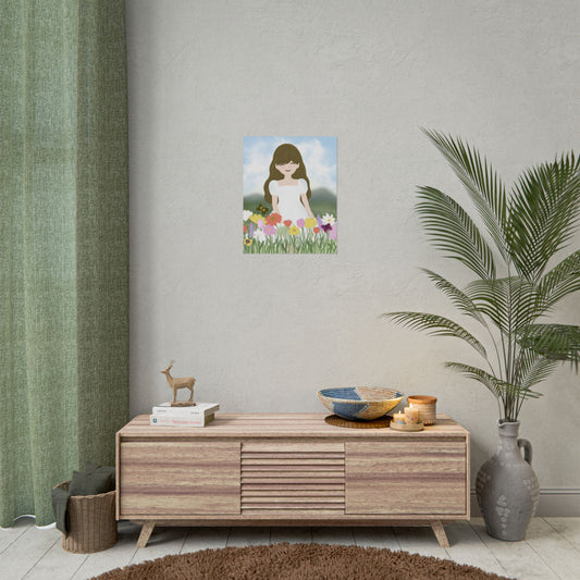 Whimsical Floral Girl Rolled Poster - Perfect for Home Decor & Gift