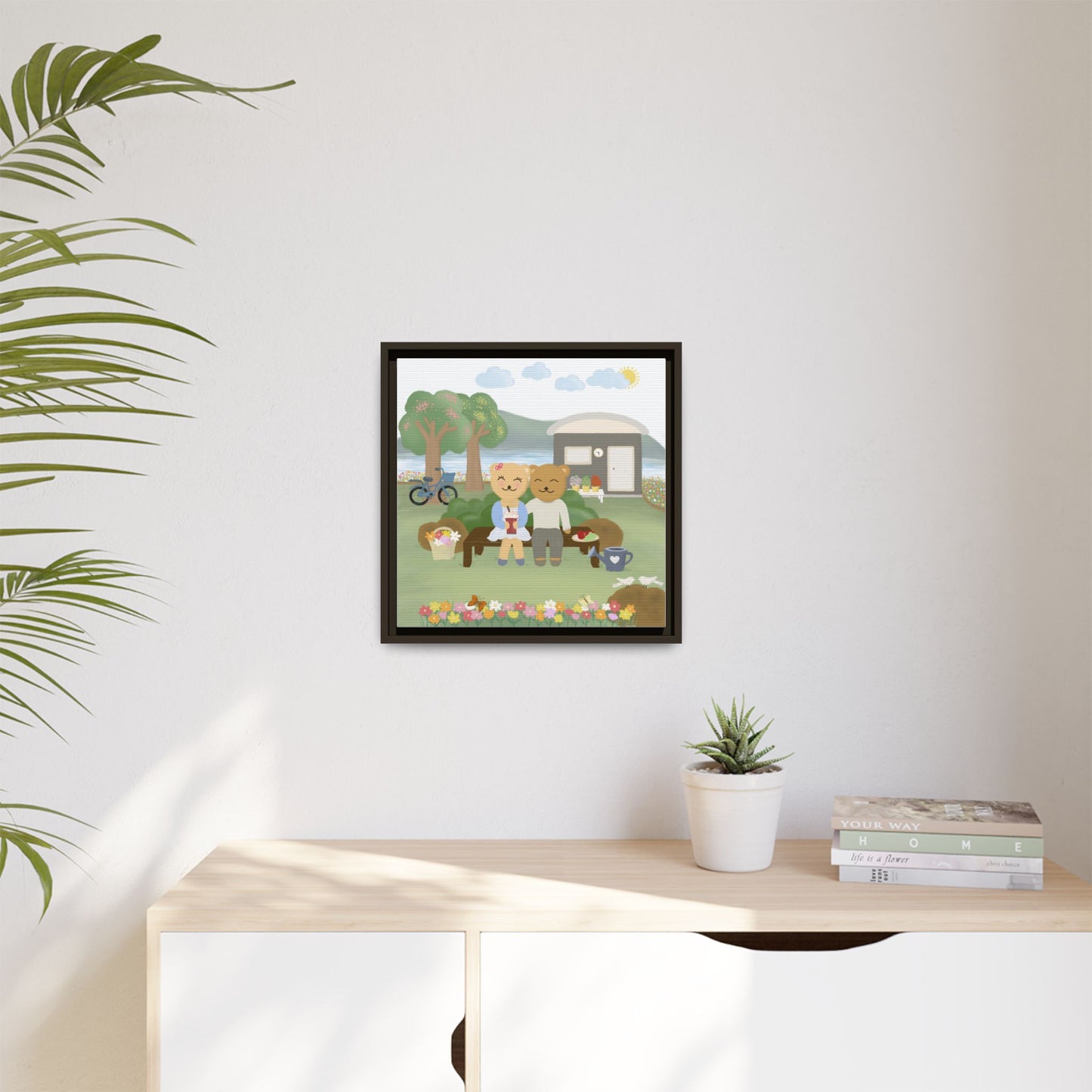 Whimsical Bear Love Framed Canvas Wall Art