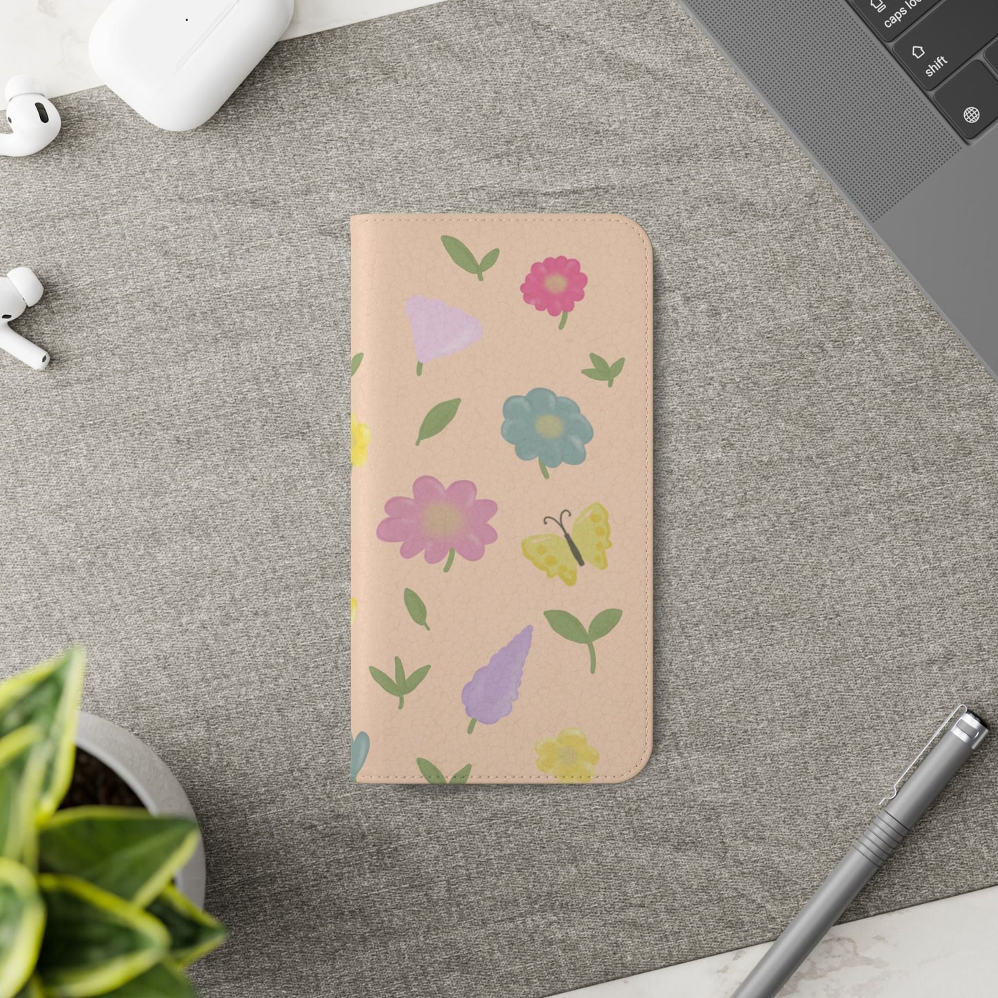 Floral Butterfly Flip Case - Vibrant Phone Wallet Cover for Nature Lovers