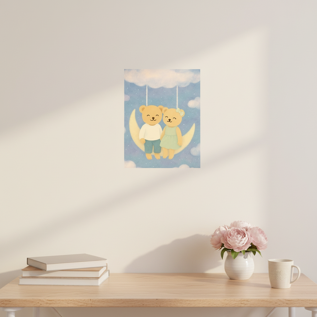Whispers of a Dream Poster | Cloud Swing Bear Nursery Art