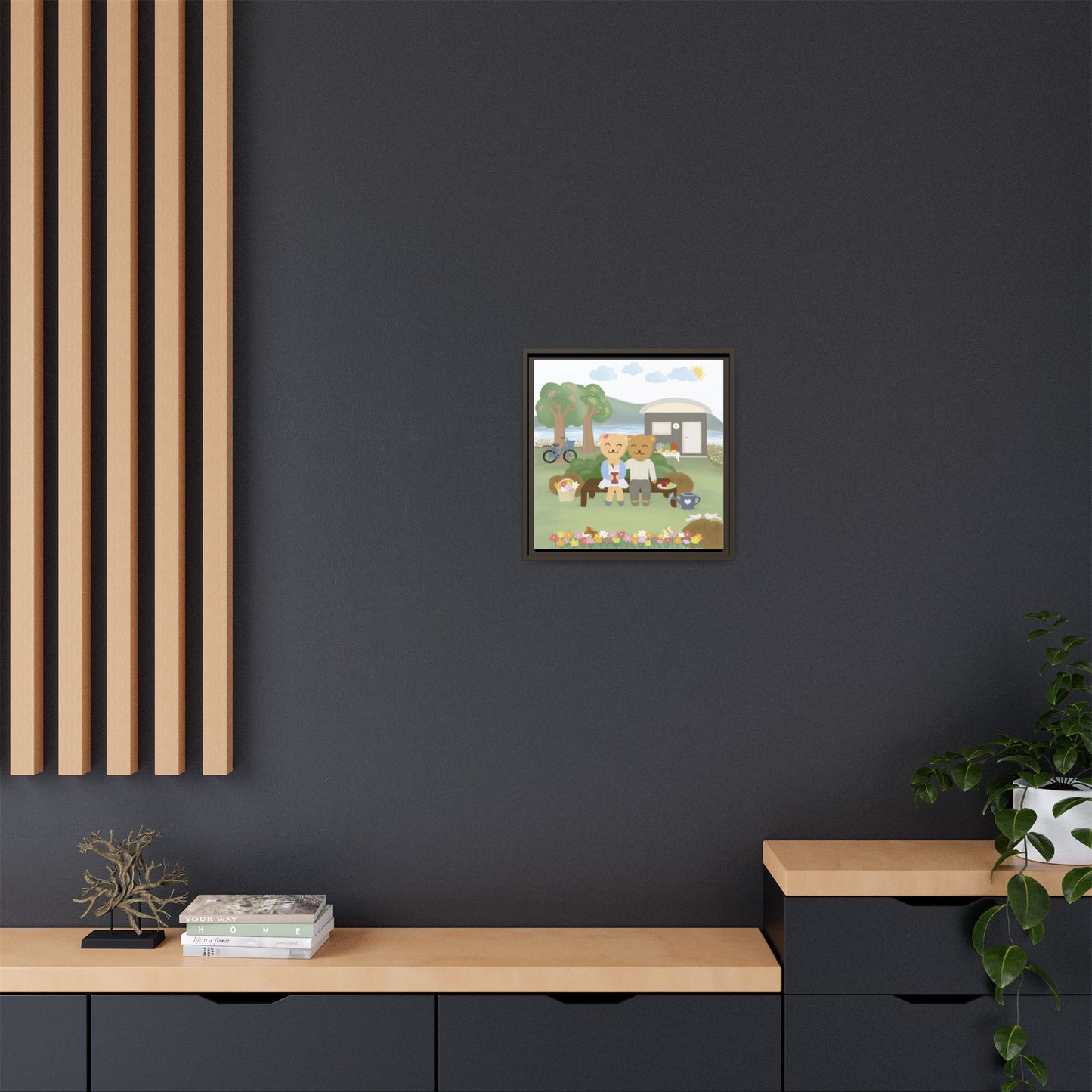 Whimsical Bear Love Framed Canvas Wall Art