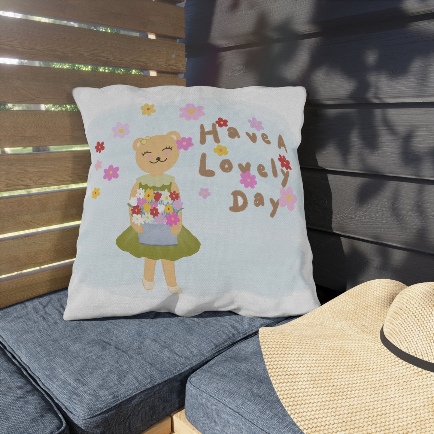 Whimsical Outdoor Pillows - 'Have A Lovely Day' Floral Decor