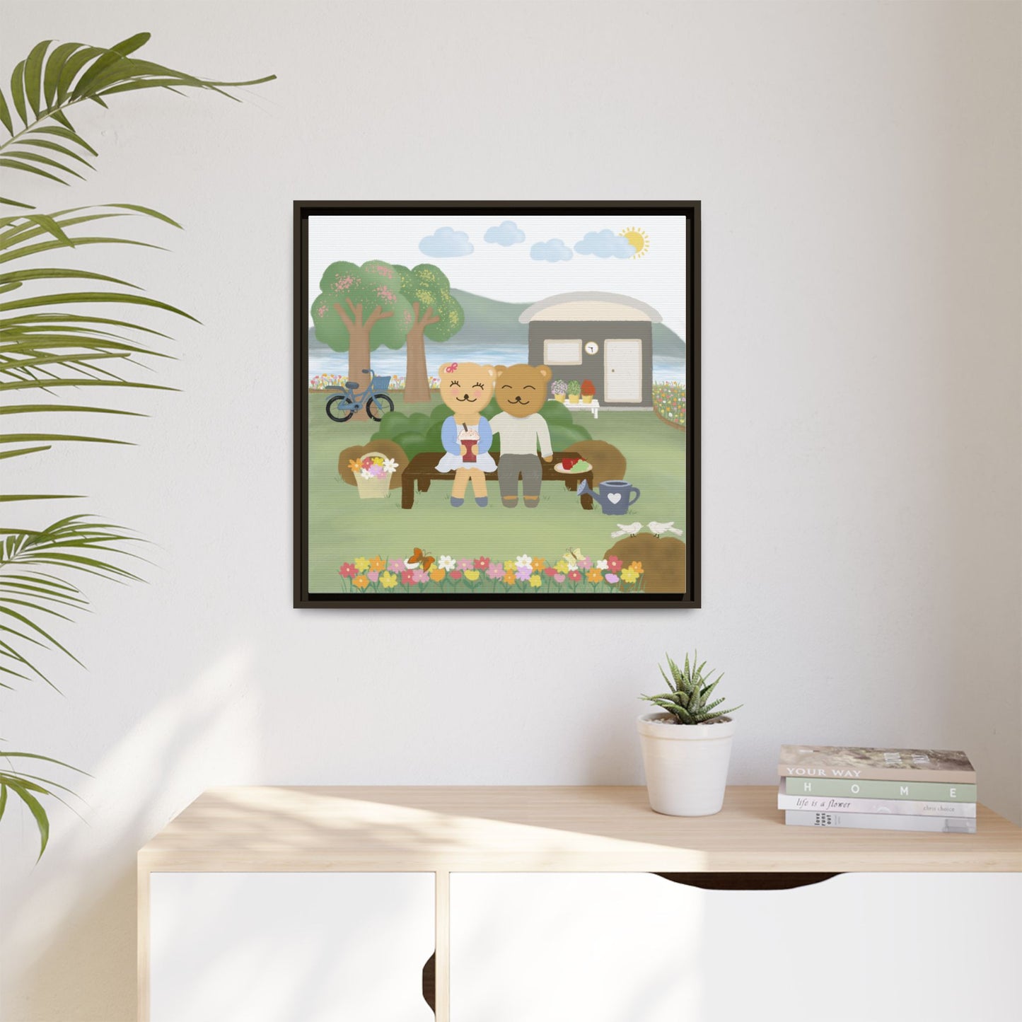 Whimsical Bear Love Framed Canvas Wall Art