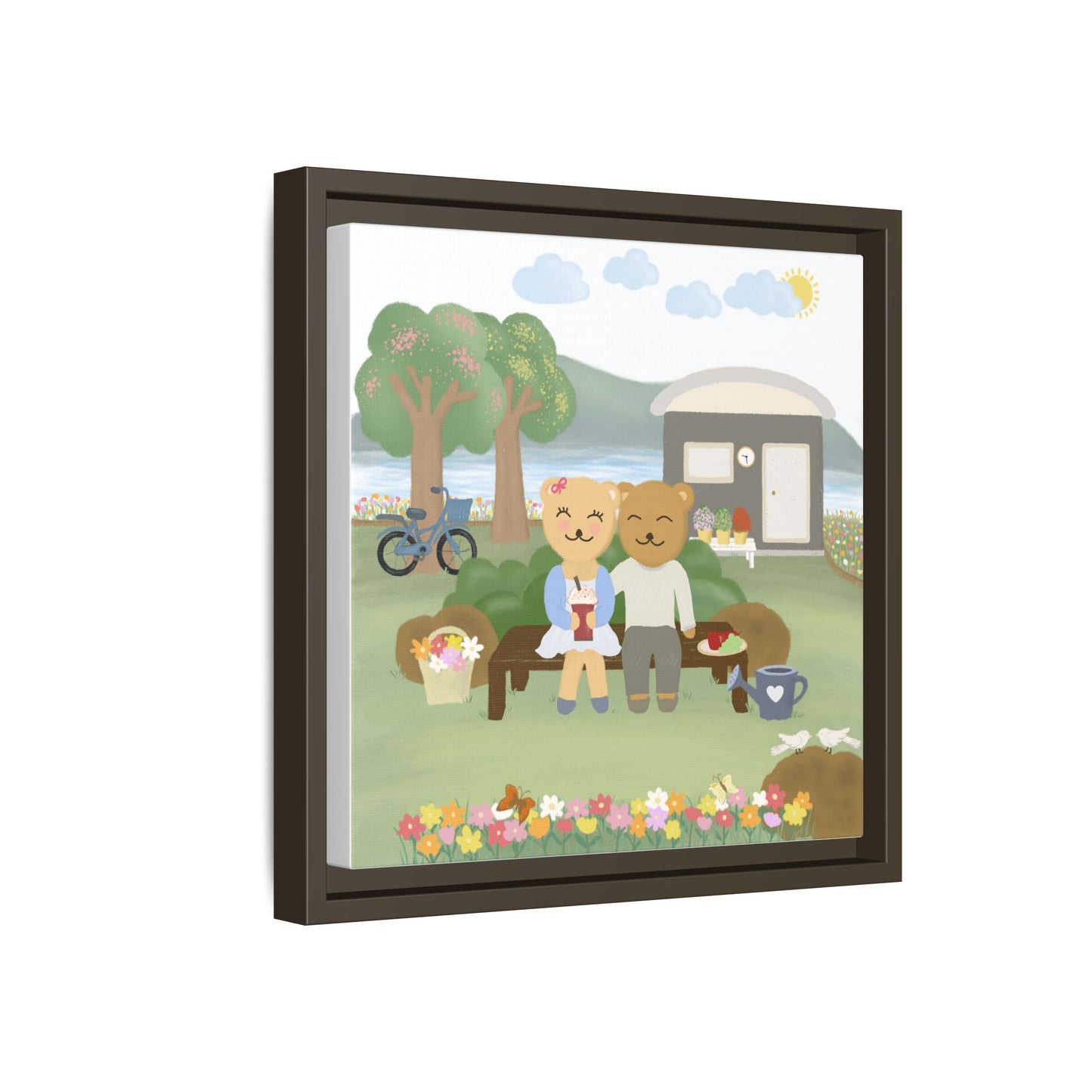 Whimsical Bear Love Framed Canvas Wall Art