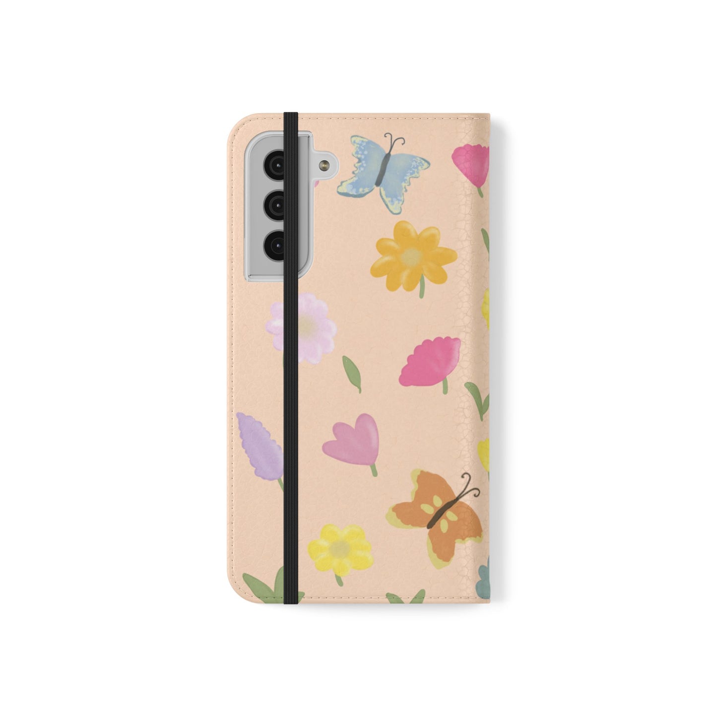Floral Butterfly Flip Case - Vibrant Phone Wallet Cover for Nature Lovers