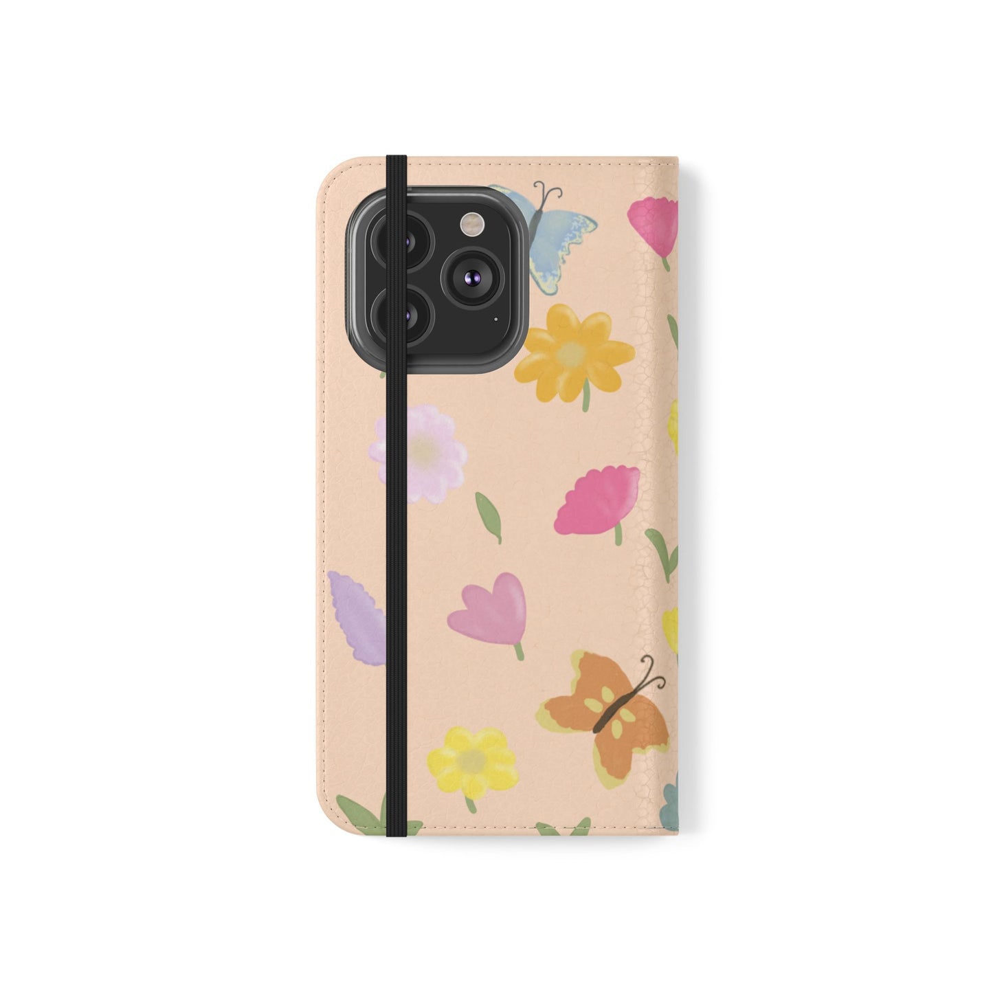 Floral Butterfly Flip Case - Vibrant Phone Wallet Cover for Nature Lovers