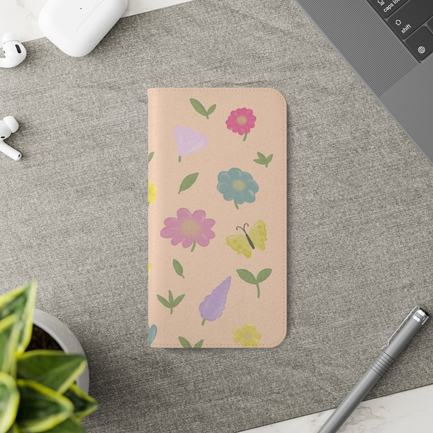 Floral Butterfly Flip Case - Vibrant Phone Wallet Cover for Nature Lovers