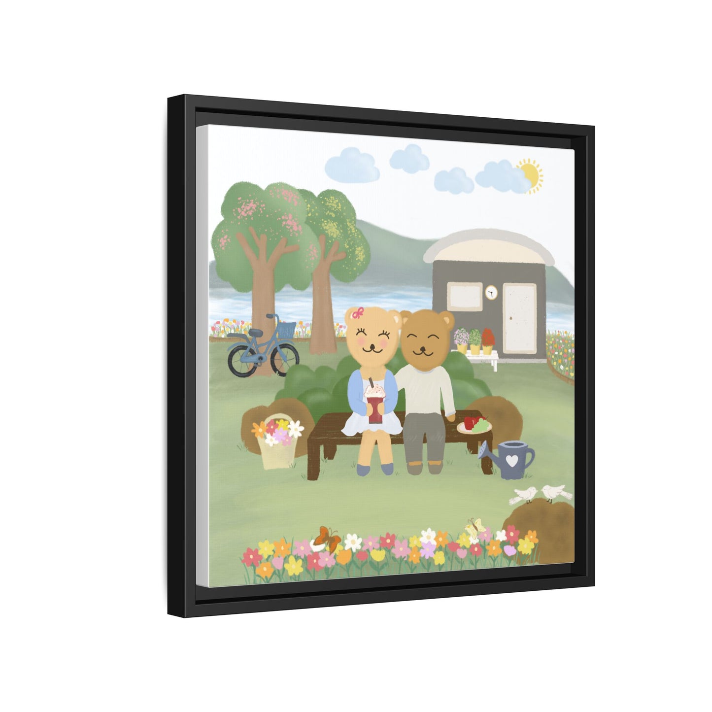 Whimsical Bear Love Framed Canvas Wall Art