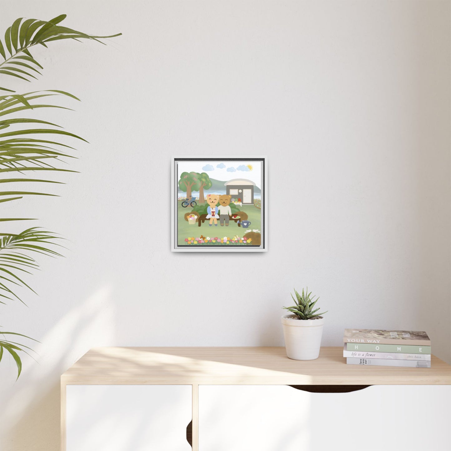 Whimsical Bear Love Framed Canvas Wall Art