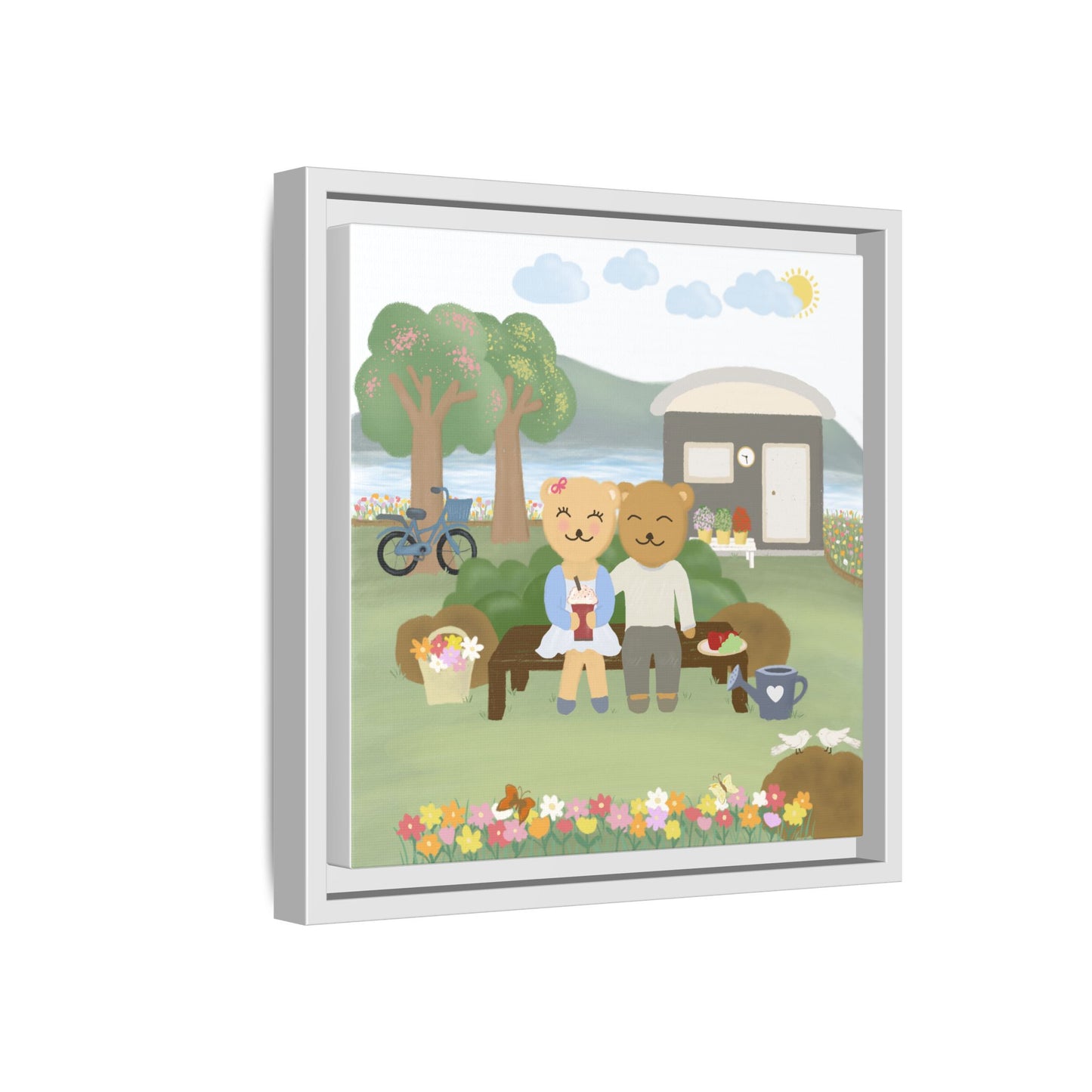 Whimsical Bear Love Framed Canvas Wall Art